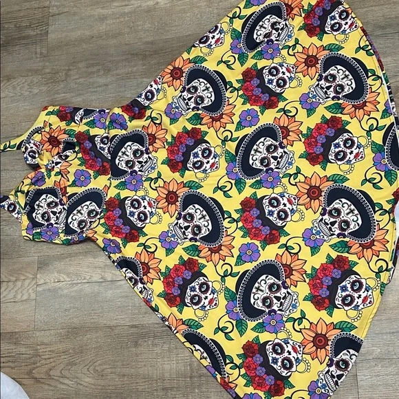 Colorful Skull Print Swing Dress - Picture 3 of 9
